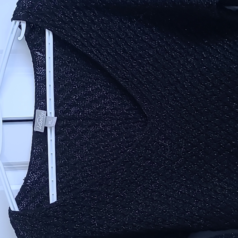 V-neck Black Silver Sweater - Silver Sparkle